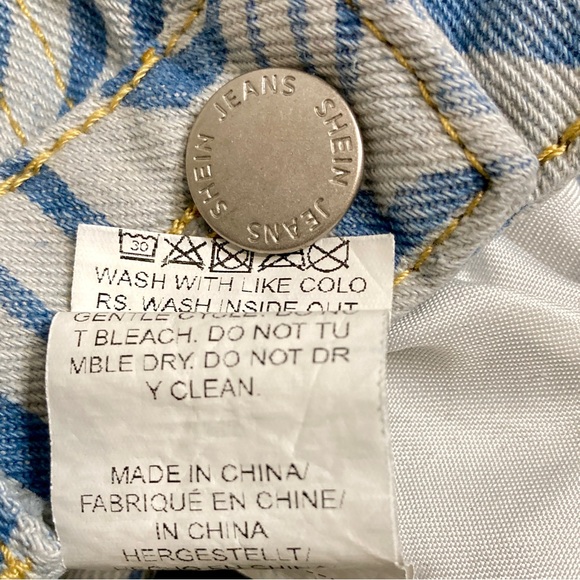 SHEIN Teen Blue High Waist Marble Print Denim Jeans - Size 14Y - Picture 8 of 9